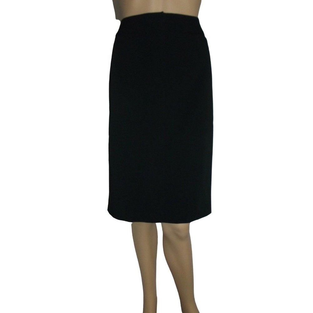 Worthington Skirt Sz 8 Black Straight Pencil Knee Length high waist front zipper